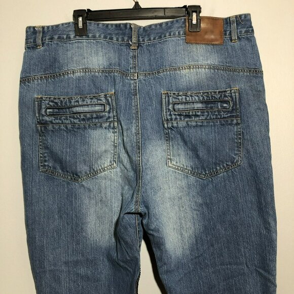 Grindhouse Jeans Skinny Men W42 Moto Biker Patched Washed Faded Distressed Rock - Picture 4 of 12